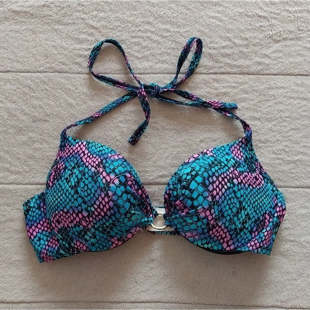 Smart & Sexy Swim Snake Print Swimsuit Halter 34C